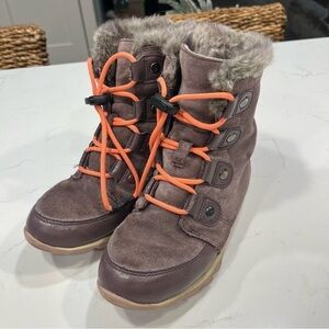 Girls Sorel Whitney Purple Faux Suede Winter Boots 3